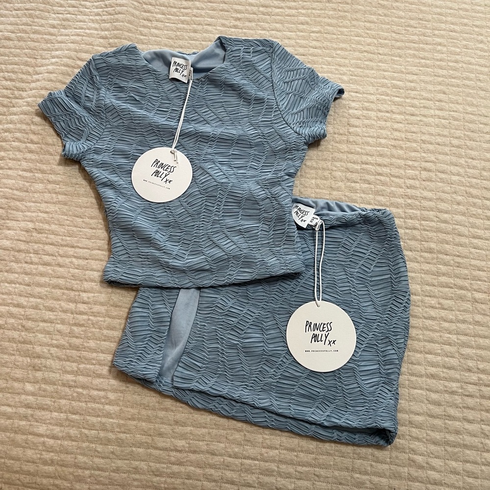 Princess Polly Blue Textured Skirt Set